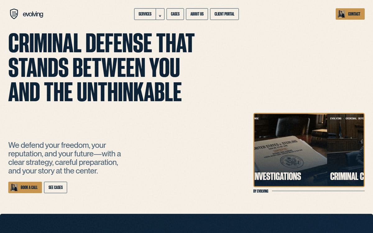 Evolving Criminal Defense website template screenshot